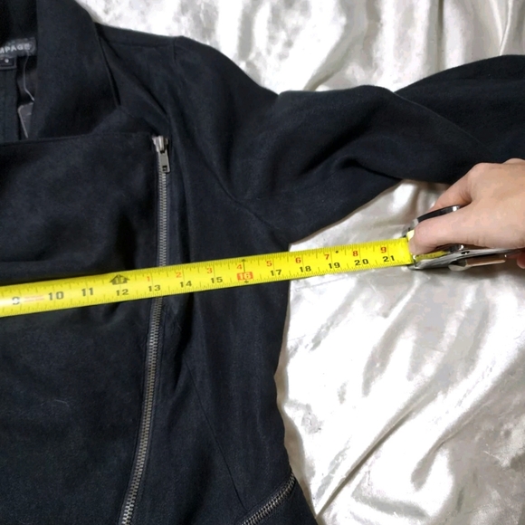 NWT Rampage Black Asymmetrical Zip Faux Micro Suede Long Sleeve Jacket - Picture 9 of 16